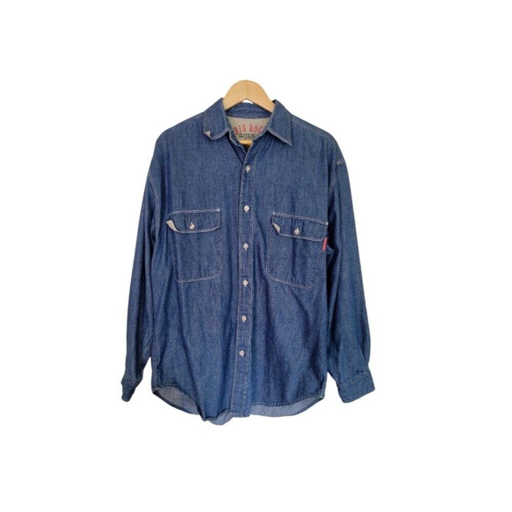 Big Rock Clothing Denim Shirt Men L Blue 100% Cotton